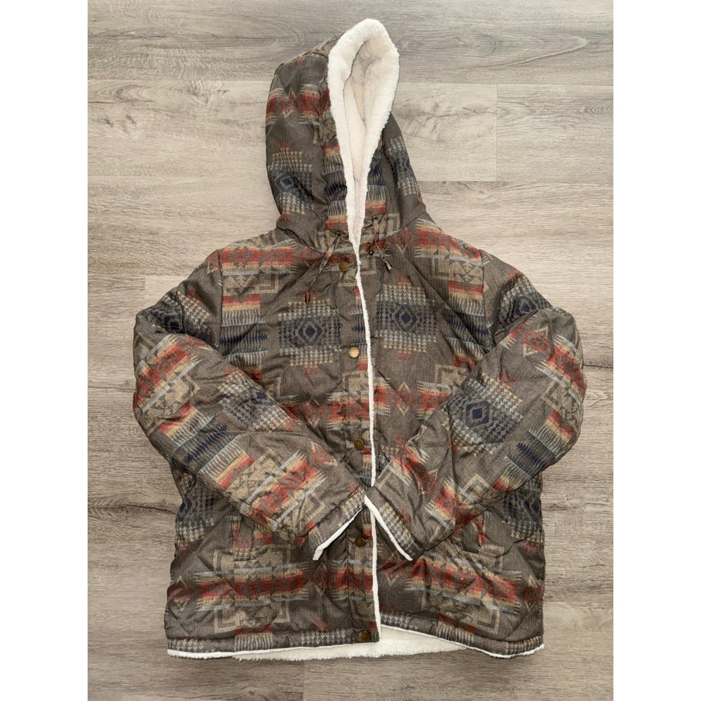 Pendleton Women's Faux Fur Aztec Pattern Fuzzy Jacket Coat, XL